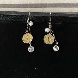 Silpada sterling silver brass coin earrings